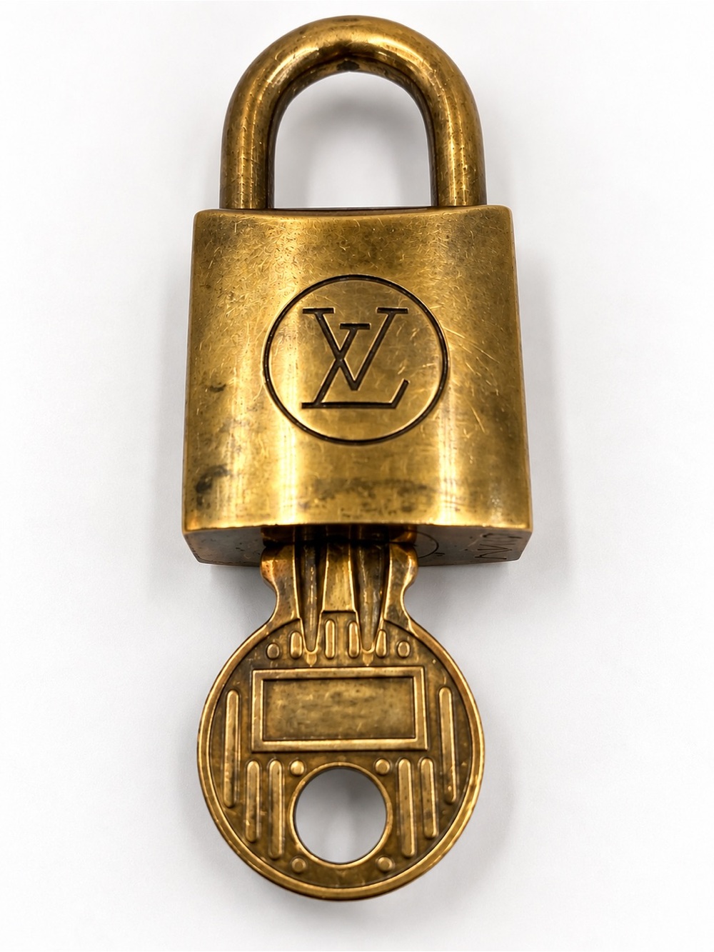 Louis Vuitton Vintage Brass Padlock Lock & Matching Key #204 Authentic